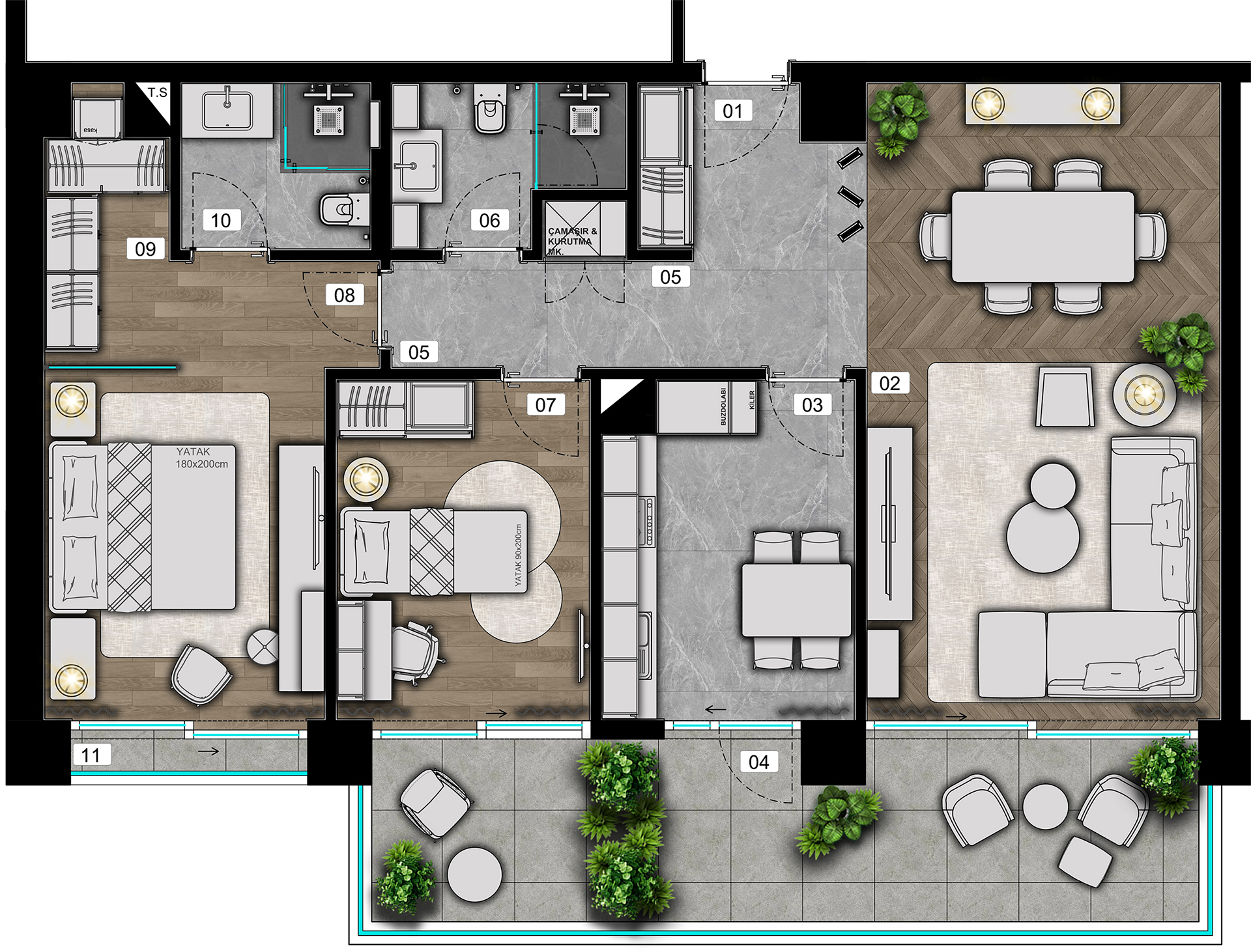 Santra Çayyolu Etap 2 2+1 · Tip 1 · 2+1 · 102,80 m²